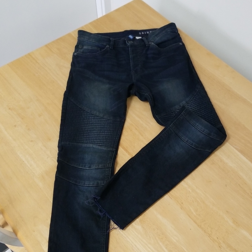 Moto style high waist skinny jeans